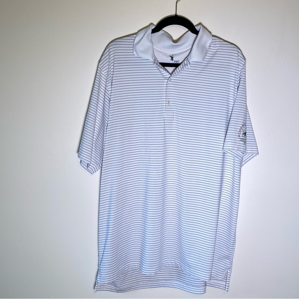 Men's striped Golf Polo Shirt 2XL w/ dry wicking, Hopewell Valley Golf Club logo